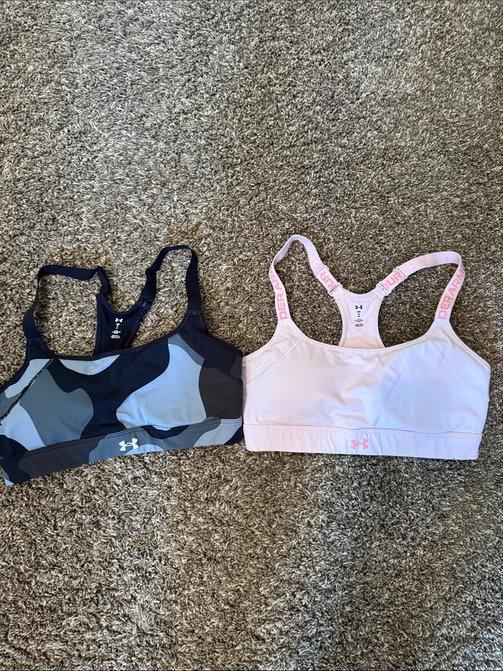 Under Armour Black Camo & Light Pink Racerback Sports Bras